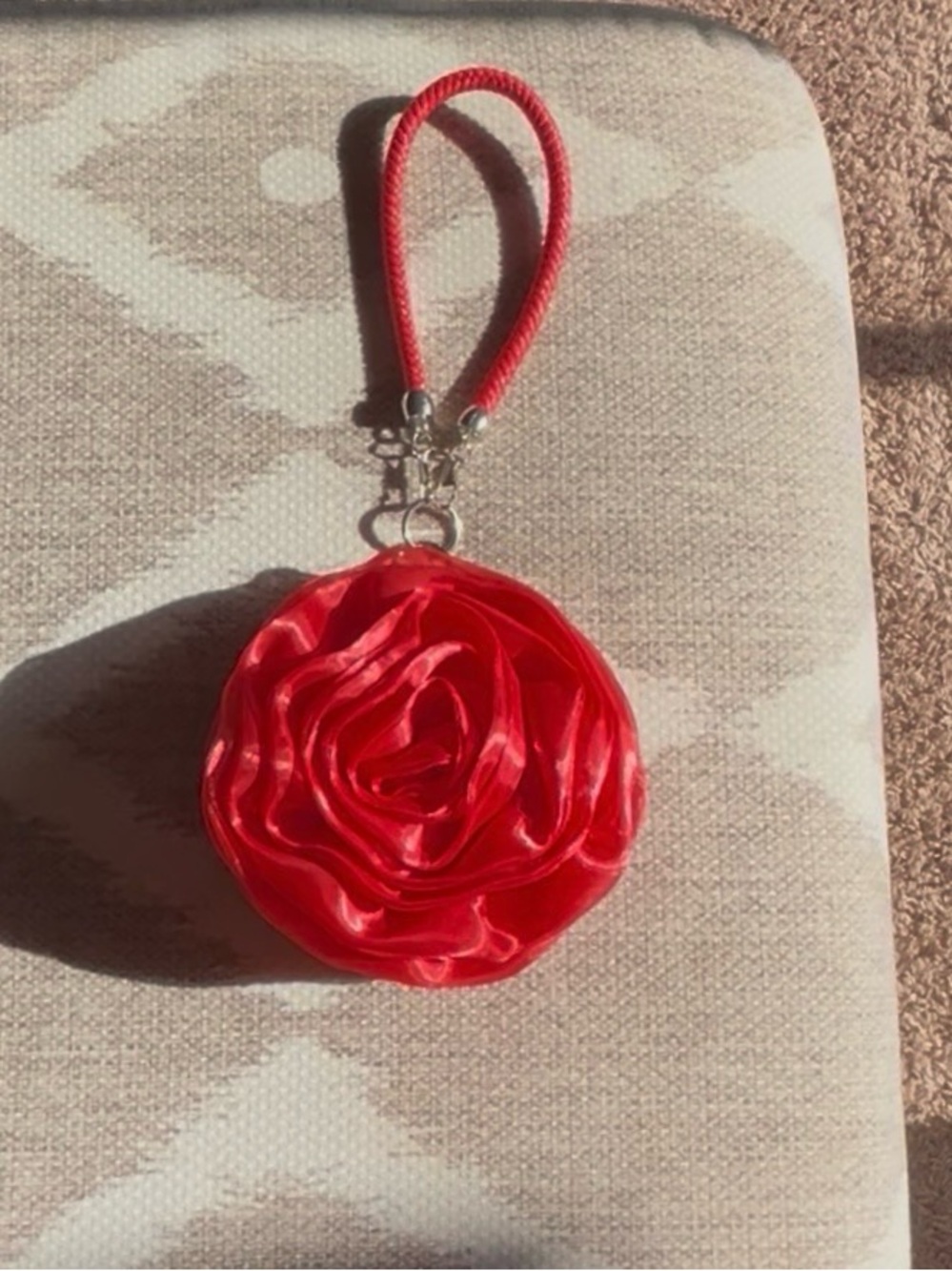 Red Rose Wristlet Keychain - Fashionable Women's Accessory